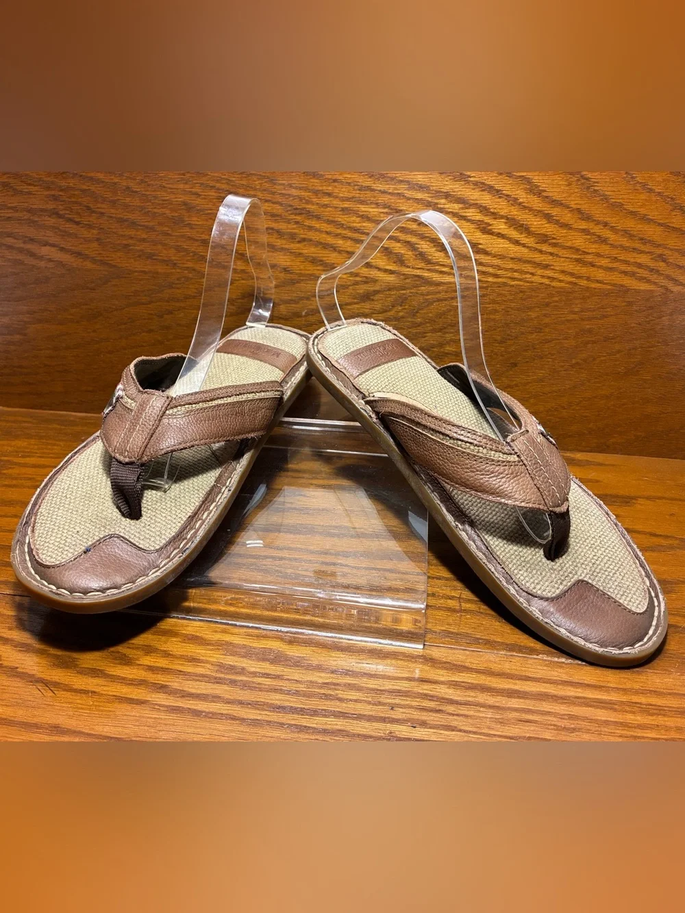 Margaritaville Brown Leather Flip Flop Sandals Jimmy Buffett Men’s 11